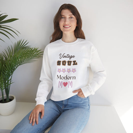 Vintage Soul Modern Mom Crewneck Sweatshirt | Unisex Heavy Blend™ | Cozy Gift for Moms