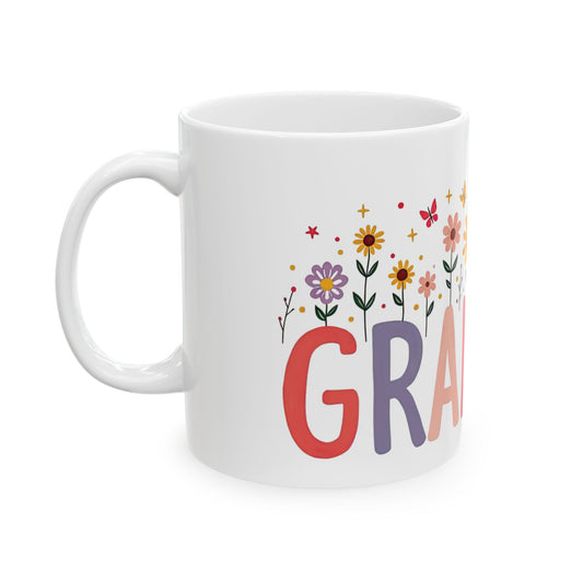 Flowered Grandma Ceramic Mug - Perfect Gift for Mother's Day or Birthdays