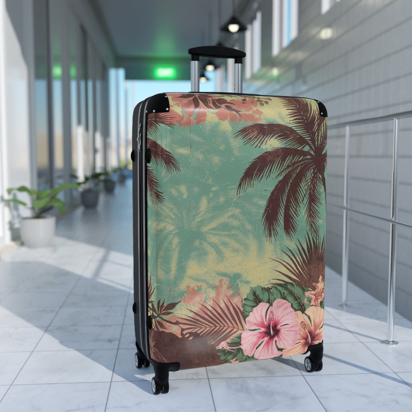 Tropical Floral Suitcase, Vacation Luggage, Travel Bag, Summer Trip Essentials, Beach Getaway Gear, Adventure Carry-On