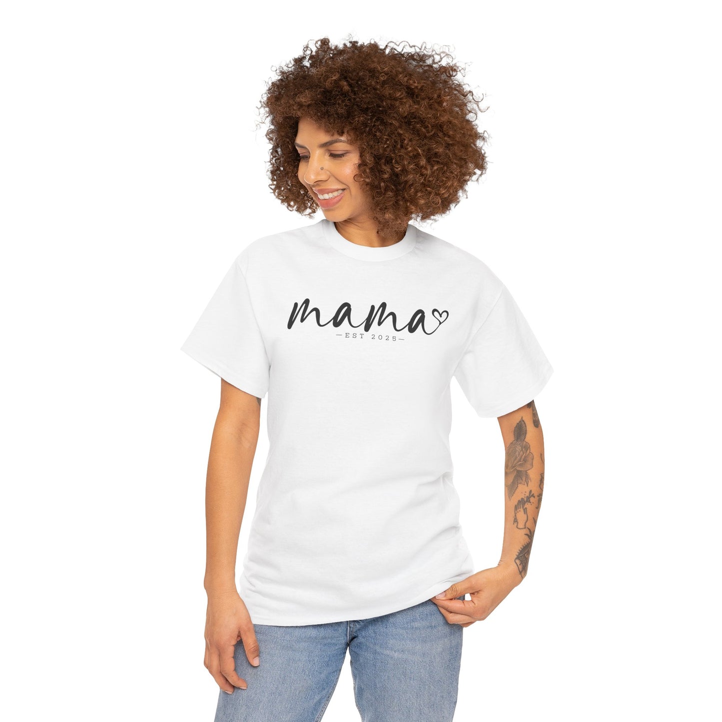 Mama Love Heavy Cotton Tee - Perfect Gift for Moms, Heartfelt Design, Established 2023 / Customisable