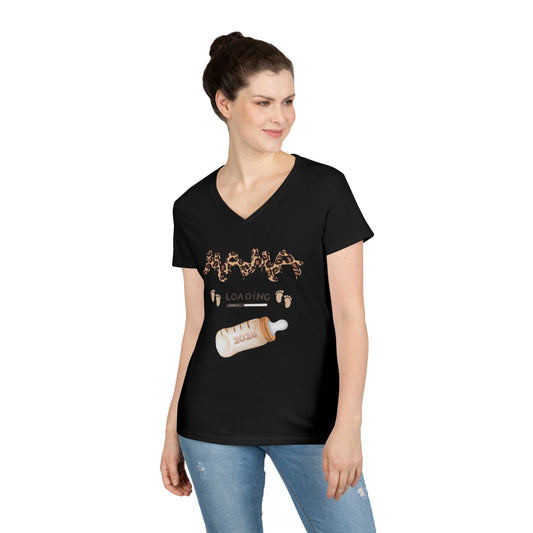 Mama Loading V-Neck T-Shirt – Fun Gift Tee with Soft Cotton Comfort