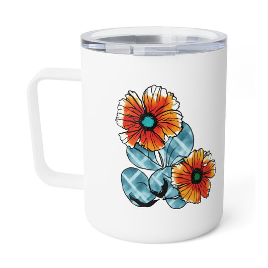 Floral Insulated Coffee Mug, 10oz - Perfect Gift for Coffee Lovers, Unique Floral Design, Travel Mug, Home Office, Birthday Gift, Tea Mug
