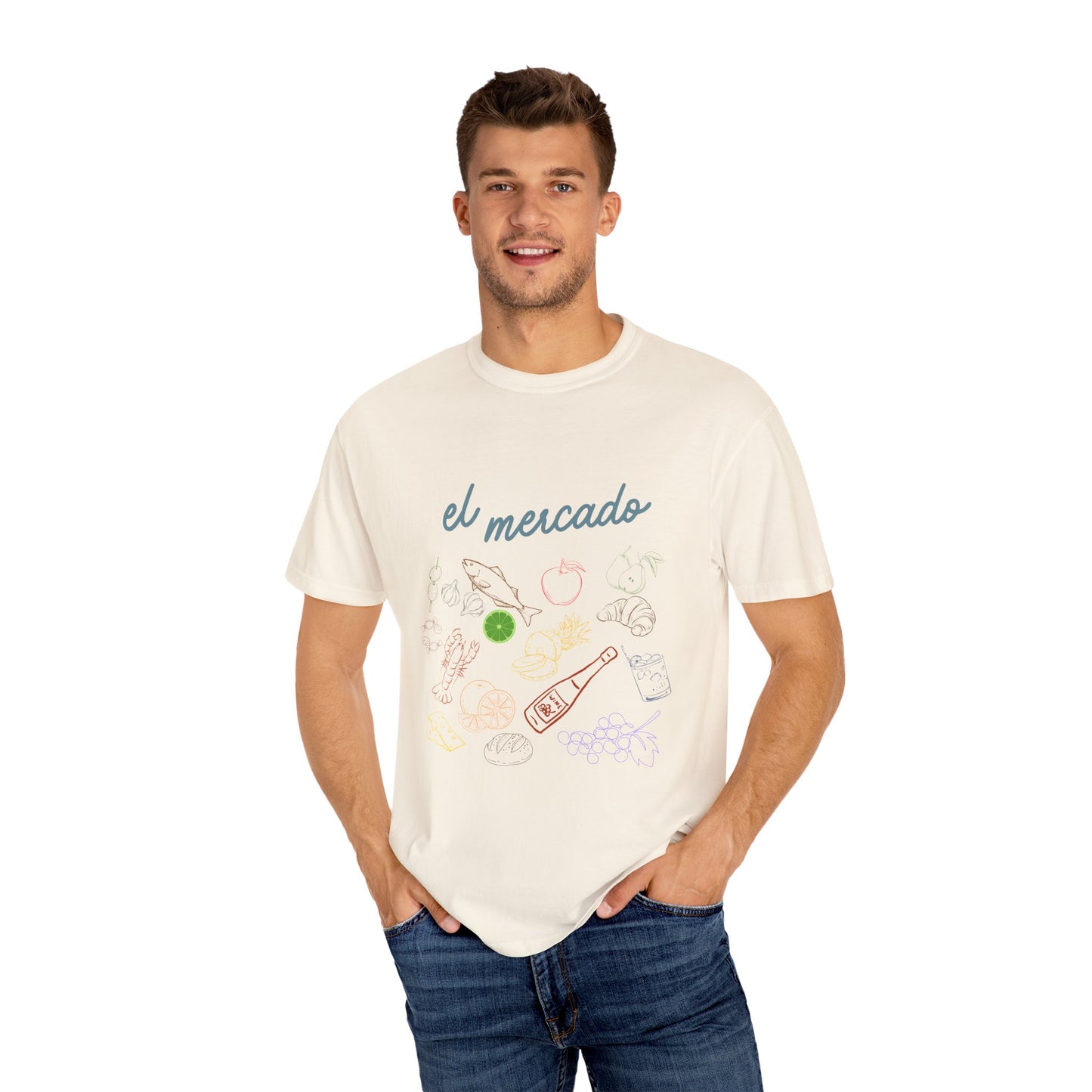 Whimsical Foodie T-Shirt - 'El Mercado' Graphic Design