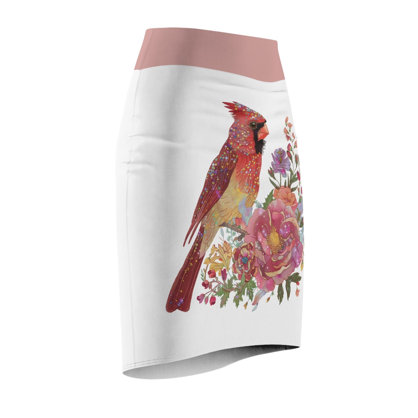Floral Cardinal Women's Pencil Skirt - Stylish & Elegant Floral Print Skirt for Spring Occasions