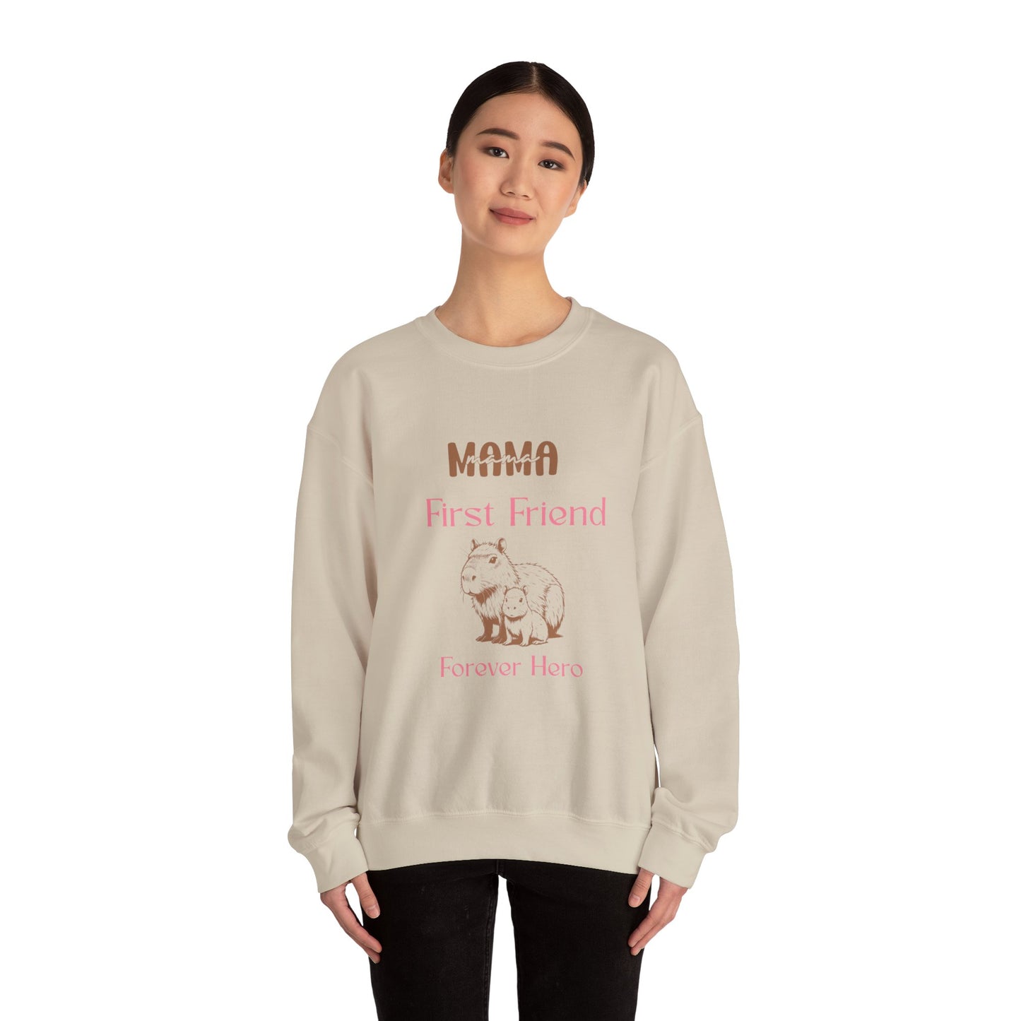 Mama's First Friend Sweatshirt – Cozy Gift for Moms, Baby Shower, Mother's Day, Family Celebration, Cute Gift Idea