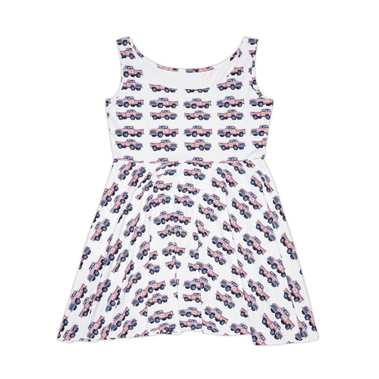 Vintage Car Print Women's Skater Dress - Fun & Playful Summer Outfit