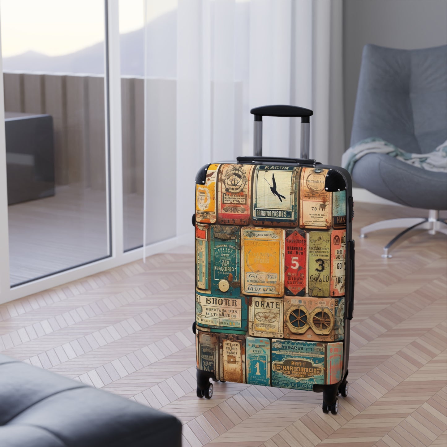 Vintage Travel Suitcase - Perfect for Adventure Lovers, Gift for Travelers, Bohemian Luggage, Unique Design, Retro Style