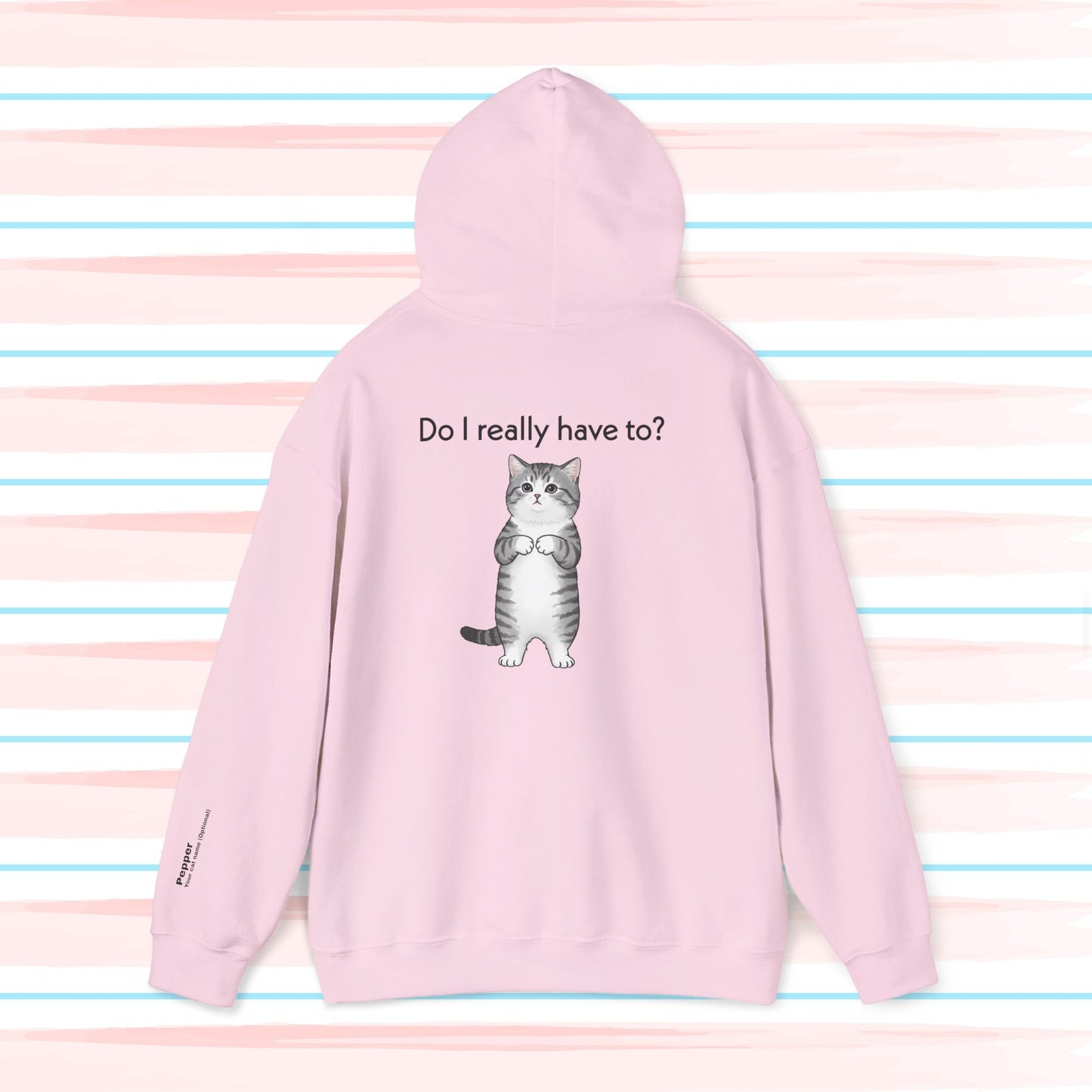 Playful Cat Hoodie - Unisex Sweatshirt with Cute Korean Cat Design, Customizable Name Option, Perfect Gift for Cat Lovers & Cozy Wear