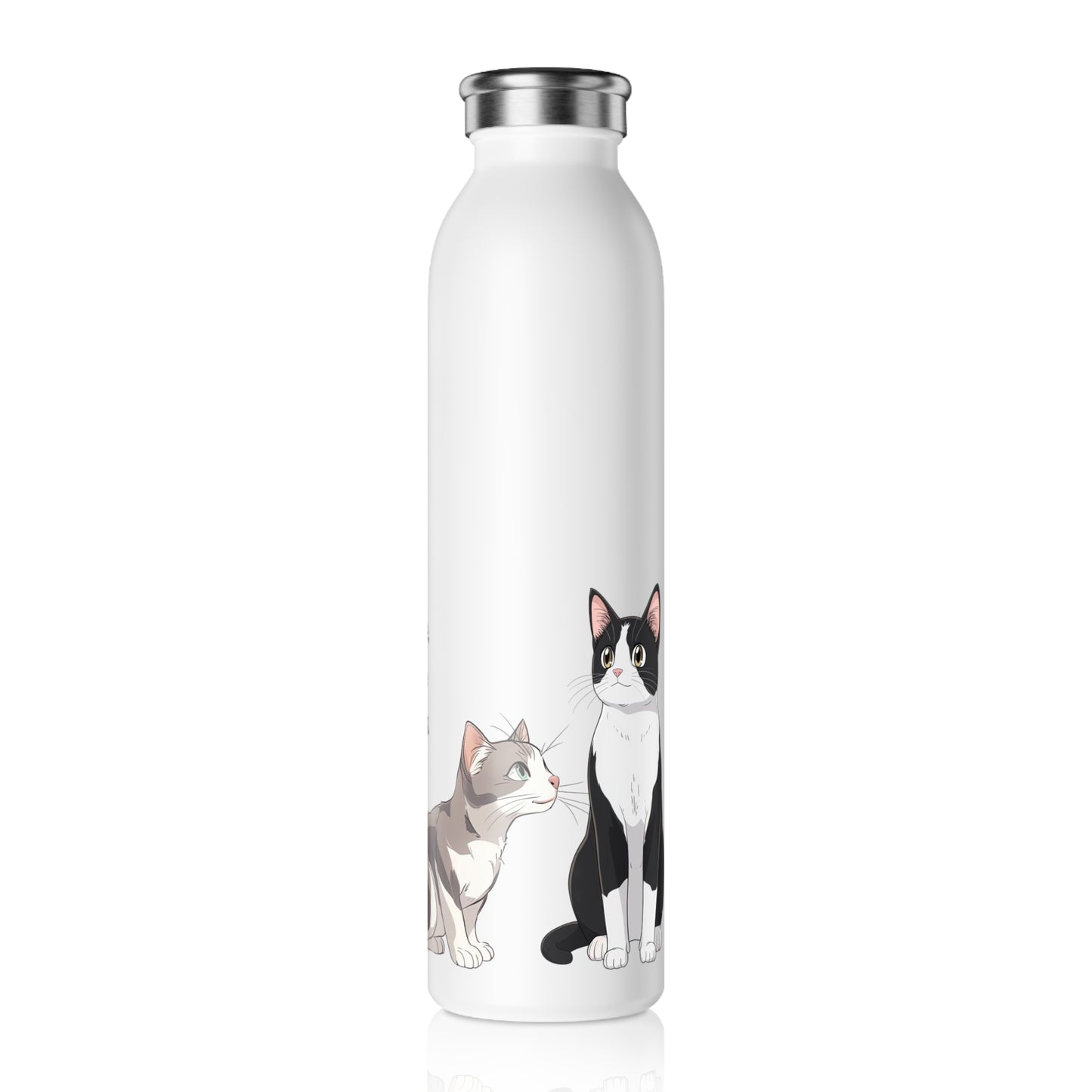 Cat Lover Slim Water Bottle - Perfect Gift for Cat Owners, Pet Lovers, Hydration on the Go, Cute Animal Design, Personalized Water Bottle
