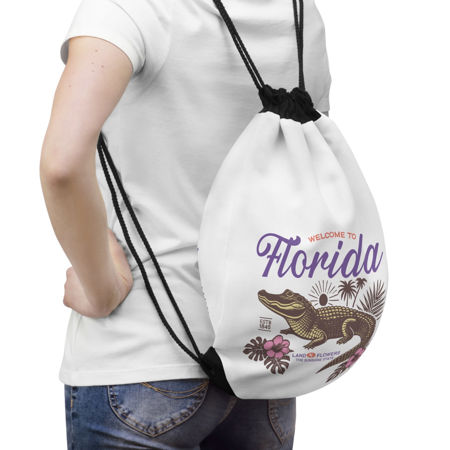 Florida Alligator Drawstring Bag - Welcome to Florida Design