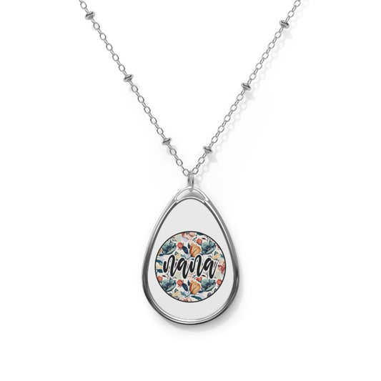 Personalized Floral Oval Necklace - Jewelry