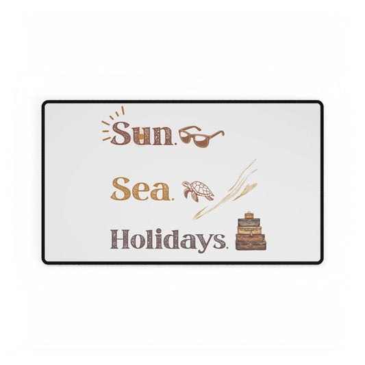 Beach Vibes Desk Mat - Sun Sea Holidays, Office Decor, Work From Home Gift, Summer Decor, Travel Lovers, Coastal Aesthetic