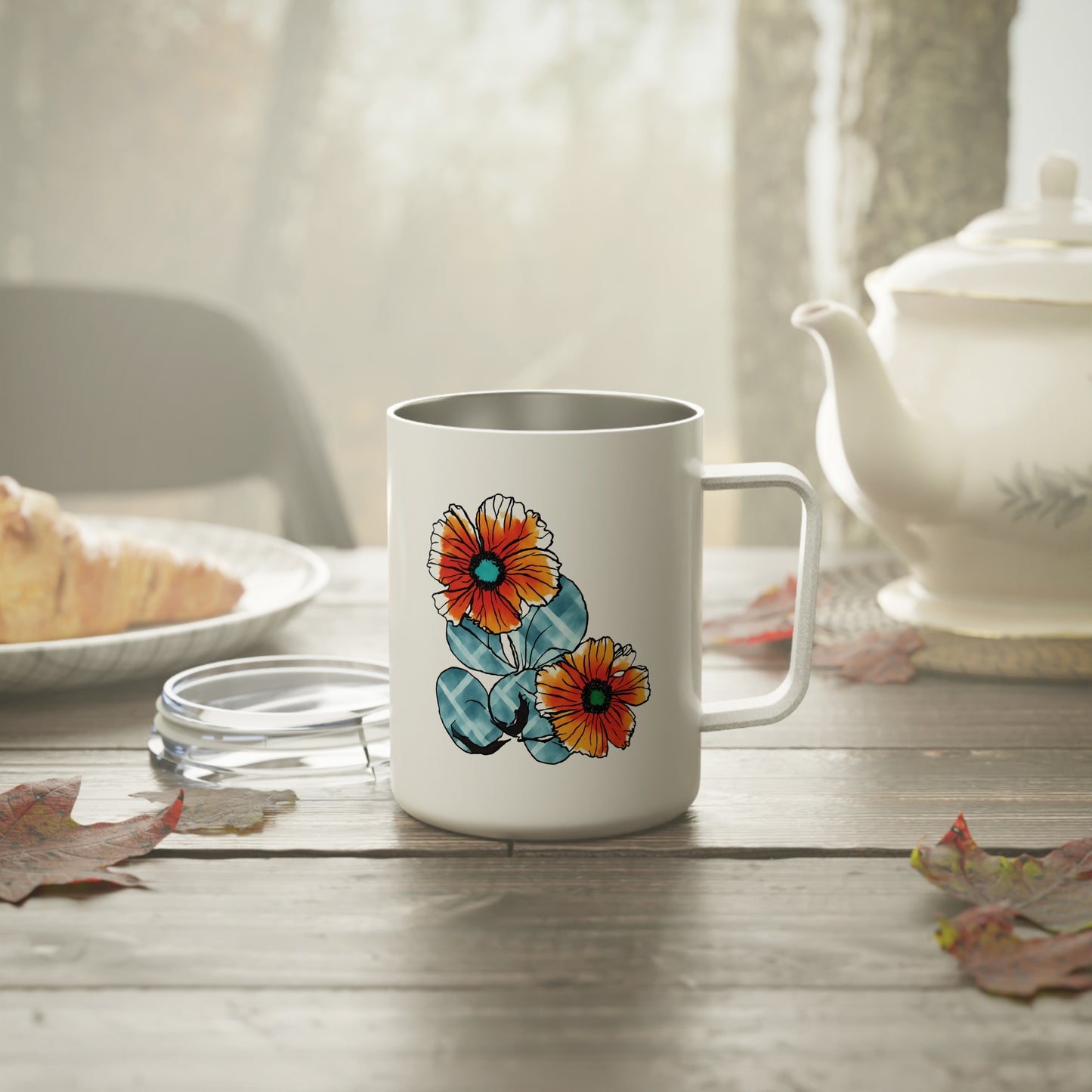 Floral Insulated Coffee Mug, 10oz - Perfect Gift for Coffee Lovers, Unique Floral Design, Travel Mug, Home Office, Birthday Gift, Tea Mug