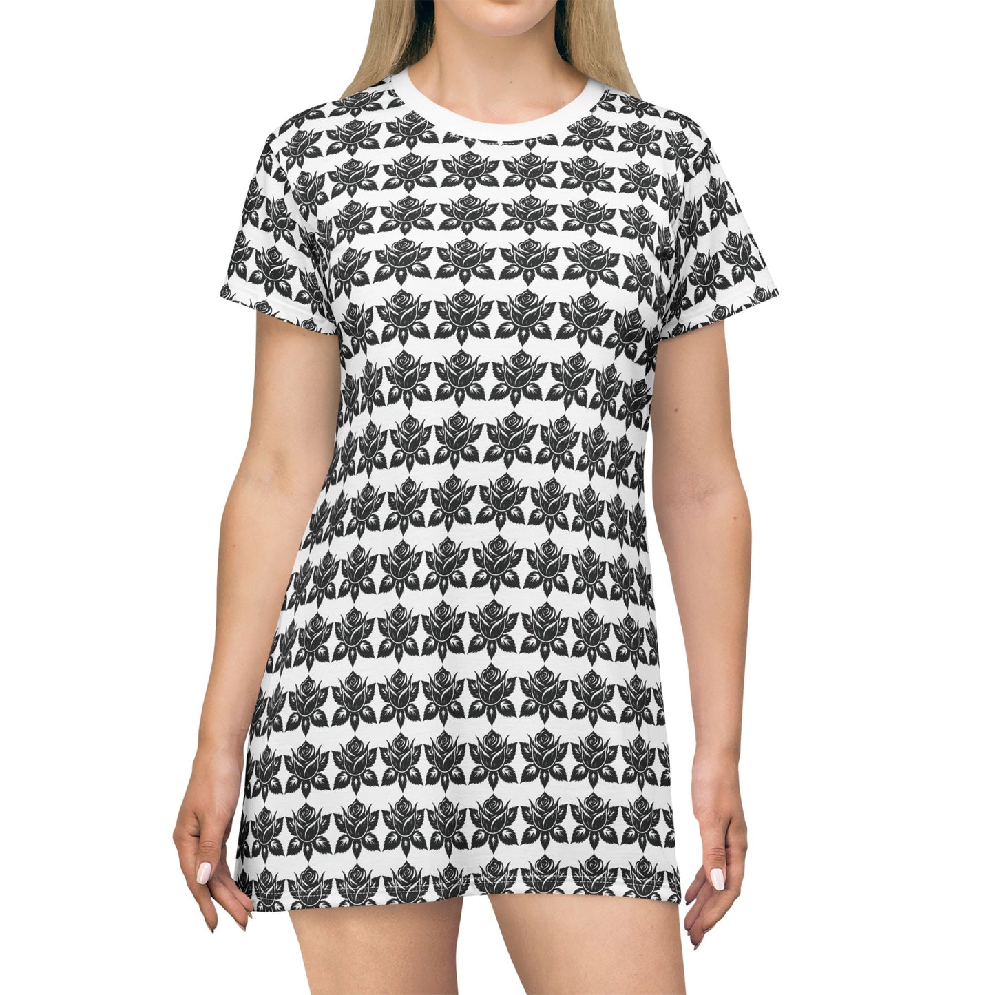 Floral Pattern T-Shirt Dress - Casual Chic for Spring & Summer