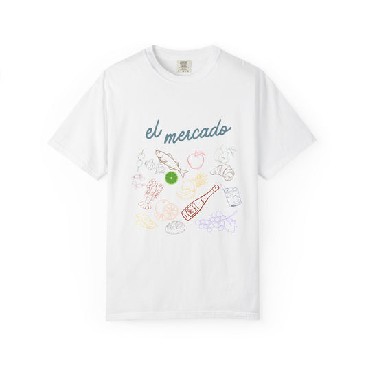 Whimsical Foodie T-Shirt - 'El Mercado' Graphic Design