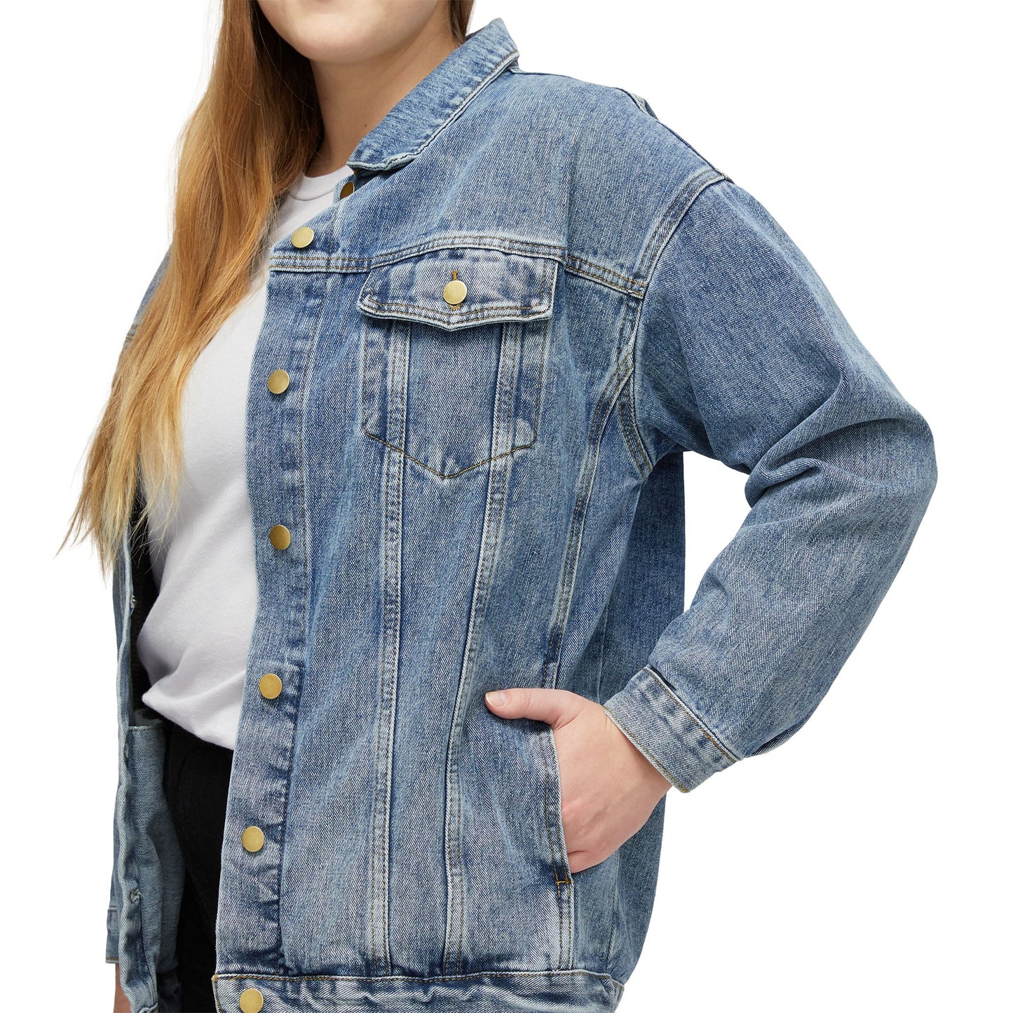 Women's Denim Jacket - Treat Dealer, Casual Outerwear, Animal Lover Gift, Fall Fashion, Cute Pet Apparel, Everyday Style