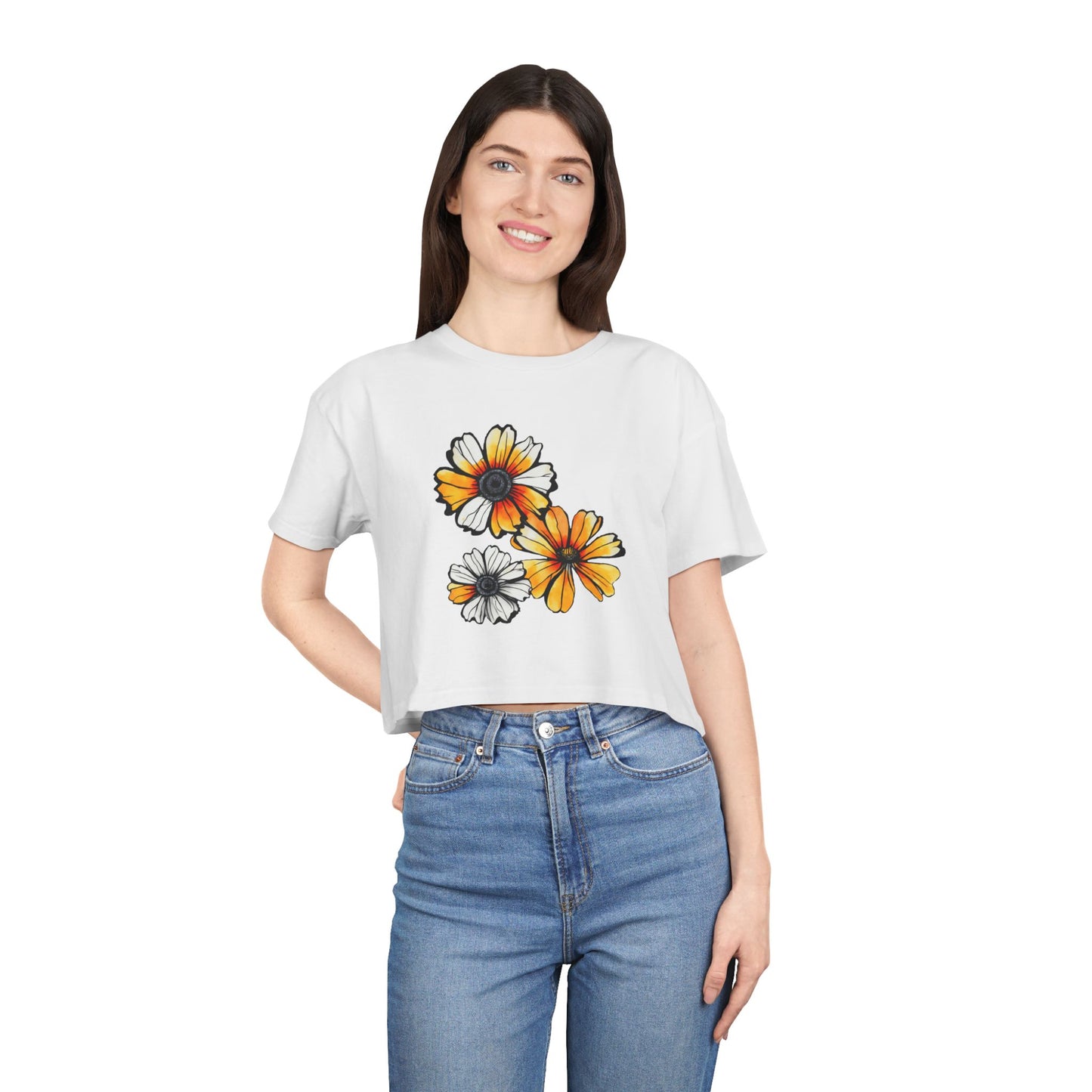Floral Women's Crop Tee - Summer Vibes T-Shirt