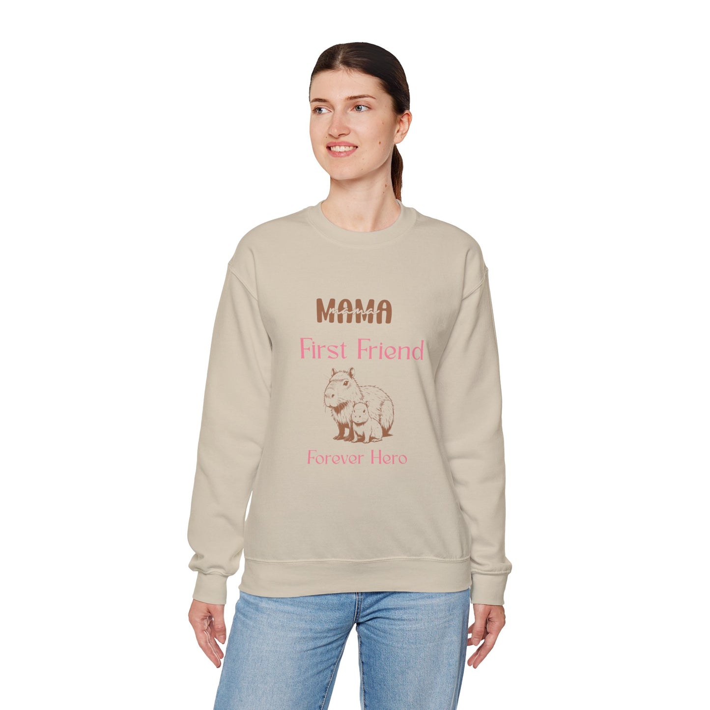 Mama's First Friend Sweatshirt – Cozy Gift for Moms, Baby Shower, Mother's Day, Family Celebration, Cute Gift Idea