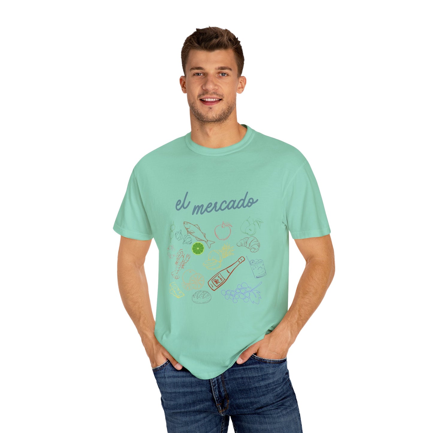 Whimsical Foodie T-Shirt - 'El Mercado' Graphic Design
