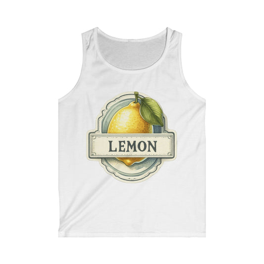 Vintage Lemon Watercolor Men’s Tank Top – Softstyle Cotton, Lightweight & Stylish Summer Fit