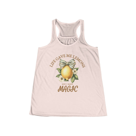 Lemon Quote Flowy Tank Top | Life Gave Me Lemons and I Made Magic | Boho Summer Shirt for Women | Inspirational Gift | Cute Outfit