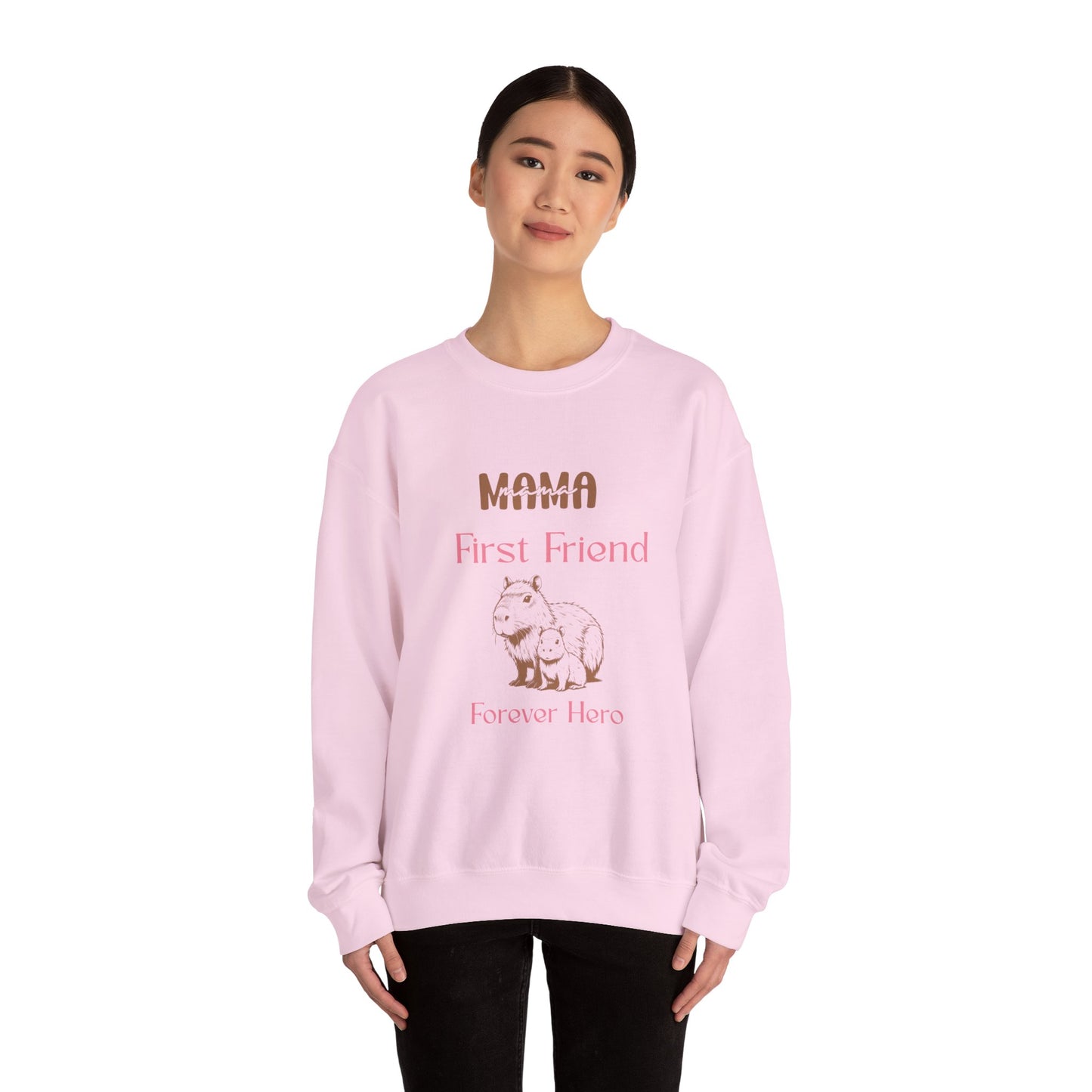 Mama's First Friend Sweatshirt – Cozy Gift for Moms, Baby Shower, Mother's Day, Family Celebration, Cute Gift Idea