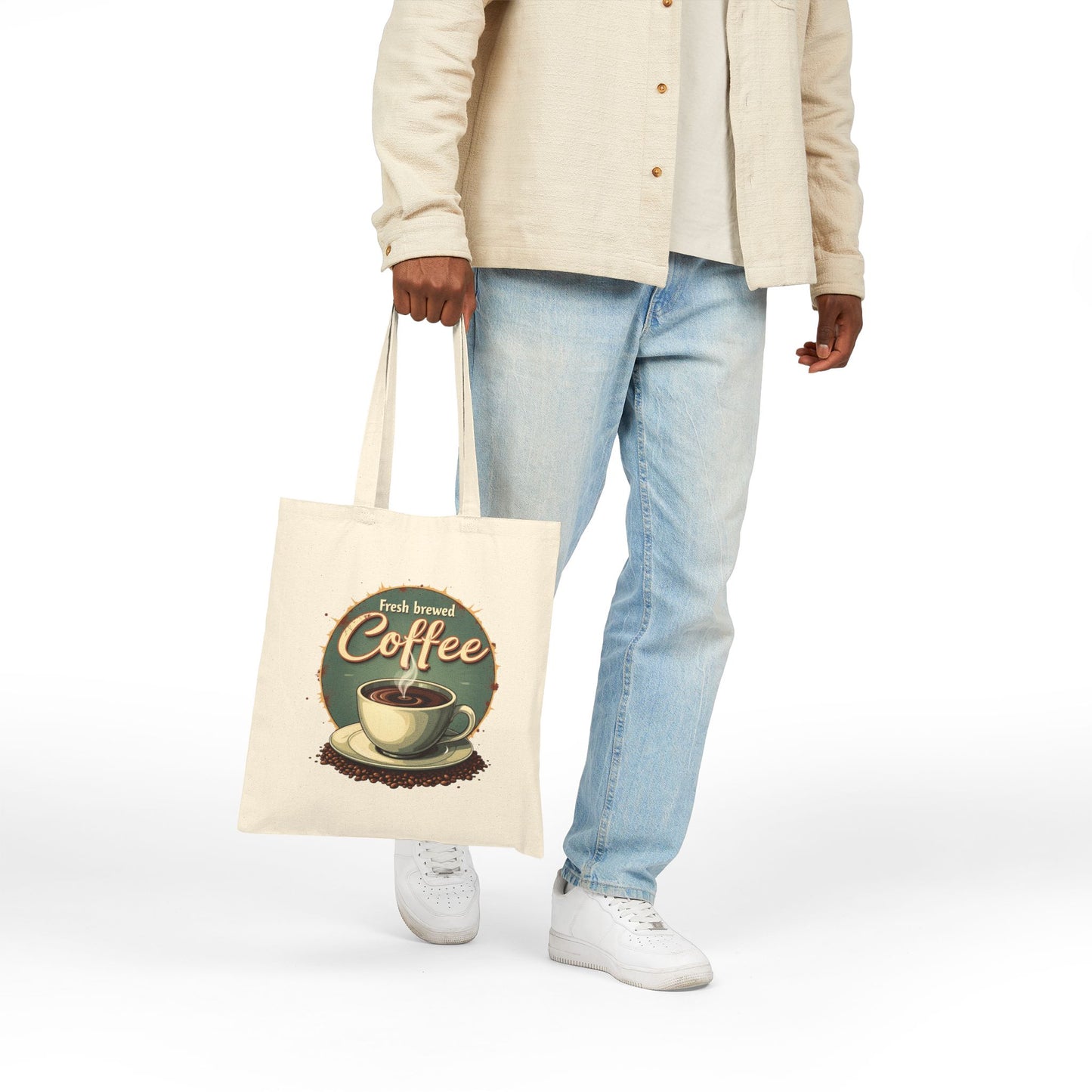 Fresh Brewed Coffee Tote Bag, Eco-Friendly Shopping Bag, Coffee Lover Gift, Reusable Grocery Bag, Cute Canvas Bag