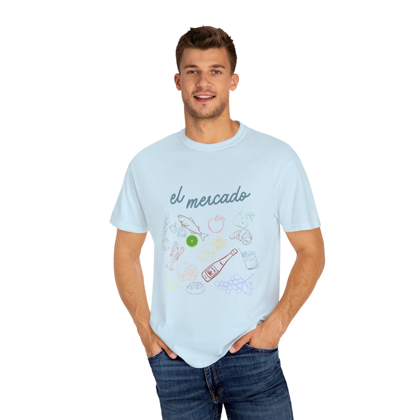 Whimsical Foodie T-Shirt - 'El Mercado' Graphic Design