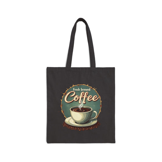Fresh Brewed Coffee Tote Bag, Eco-Friendly Shopping Bag, Coffee Lover Gift, Reusable Grocery Bag, Cute Canvas Bag