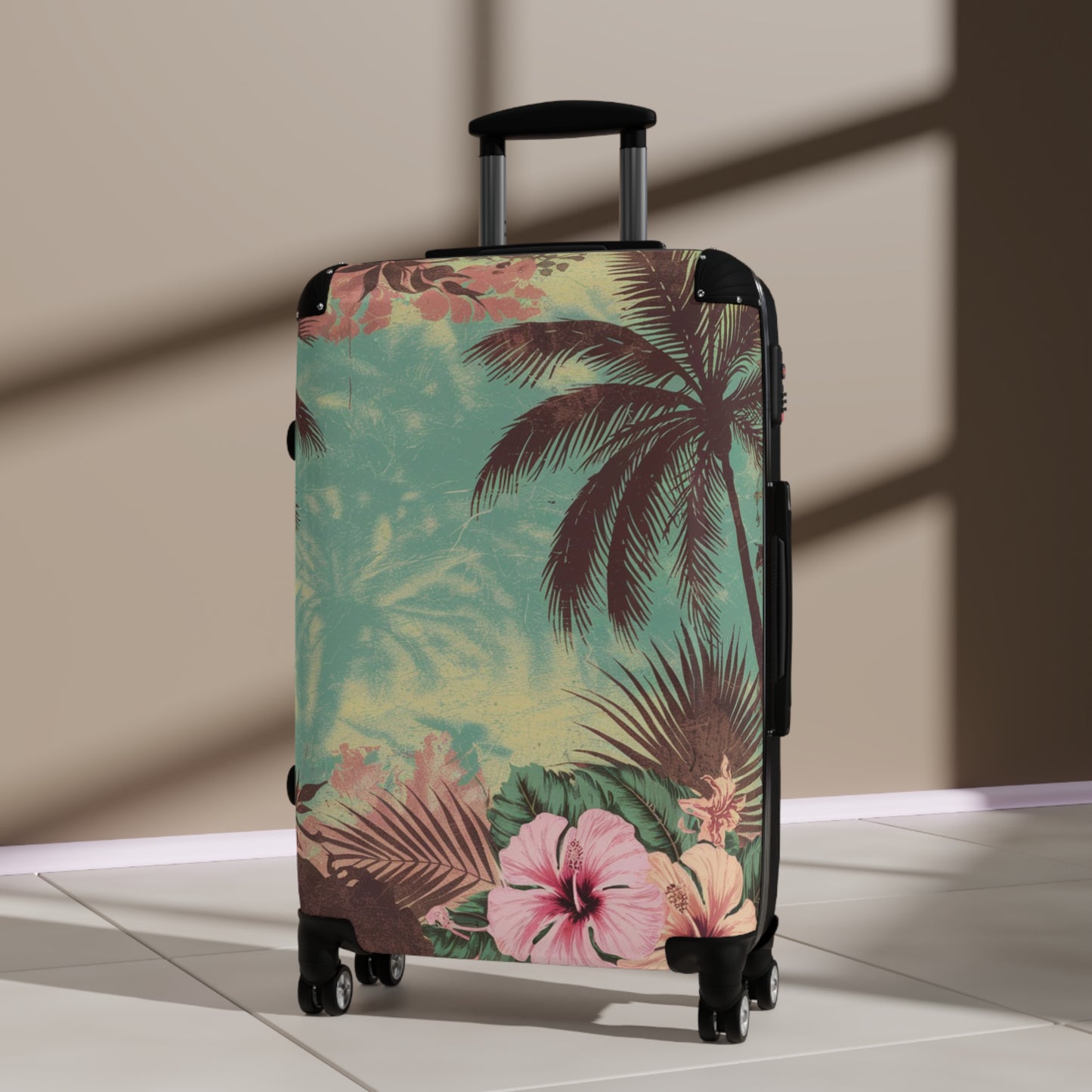 Tropical Floral Suitcase, Vacation Luggage, Travel Bag, Summer Trip Essentials, Beach Getaway Gear, Adventure Carry-On