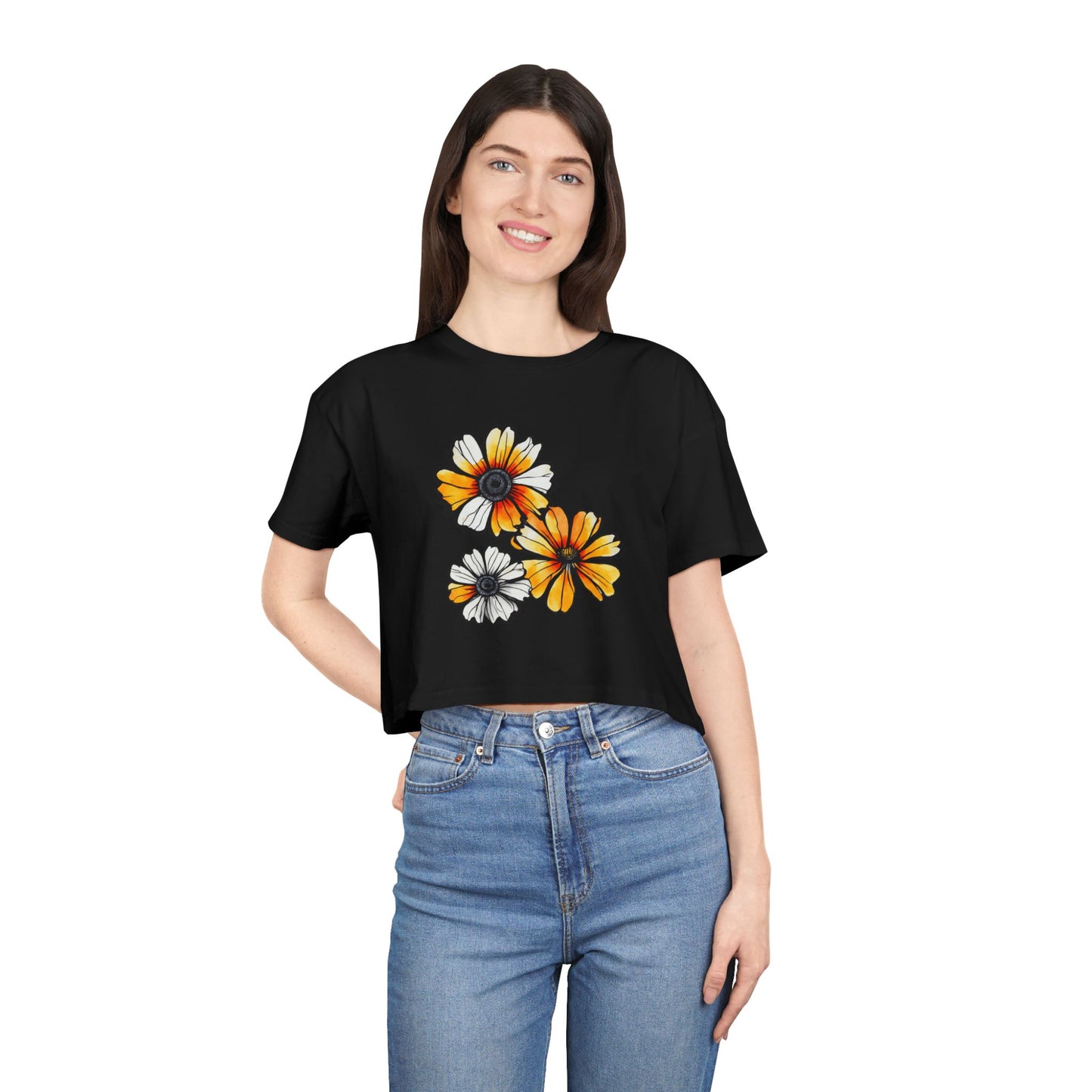 Floral Women's Crop Tee - Summer Vibes T-Shirt