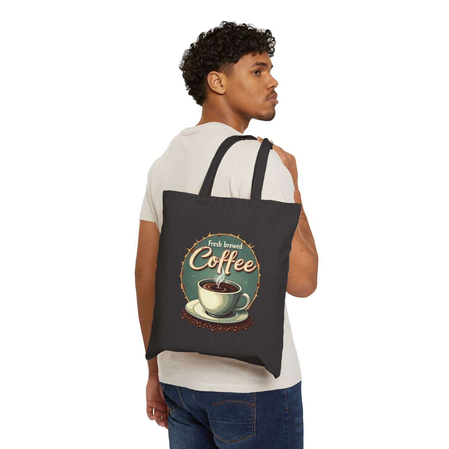 Fresh Brewed Coffee Tote Bag, Eco-Friendly Shopping Bag, Coffee Lover Gift, Reusable Grocery Bag, Cute Canvas Bag