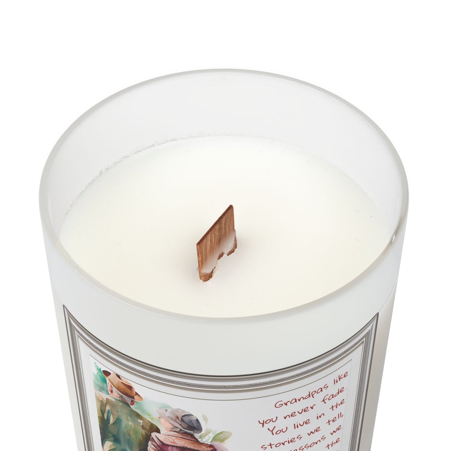 Grandpas Memorial Frosted Glass Candle – Hand-Poured 11oz Remembrance Gift with Wooden Wick