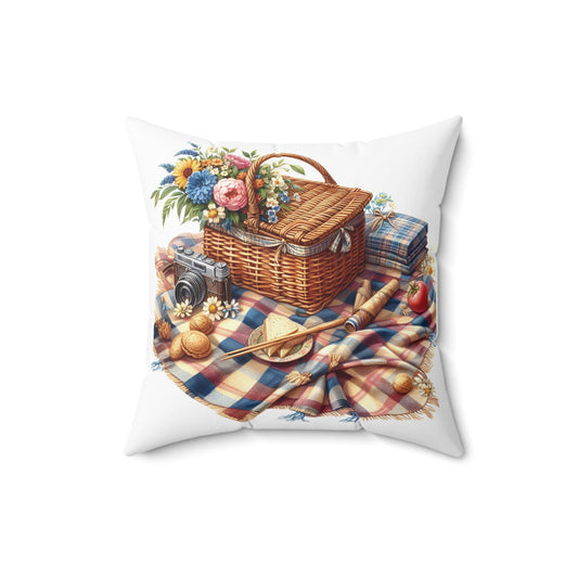 Picnic Vibes Decorative Pillow, Cozy Home Decor, Farmhouse Cushion, Outdoor Picnic Style, Gift for Nature Lovers, Summer Decor