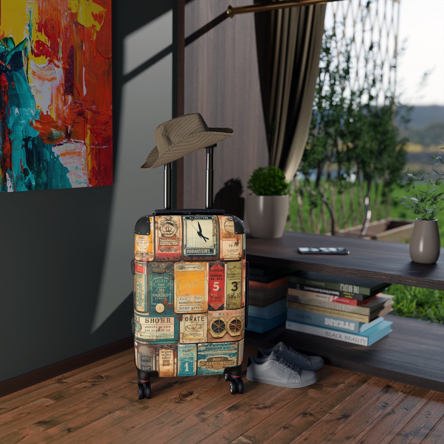 Vintage Travel Suitcase - Perfect for Adventure Lovers, Gift for Travelers, Bohemian Luggage, Unique Design, Retro Style