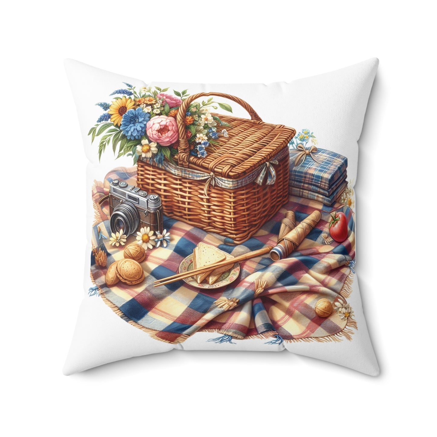 Picnic Vibes Decorative Pillow, Cozy Home Decor, Farmhouse Cushion, Outdoor Picnic Style, Gift for Nature Lovers, Summer Decor