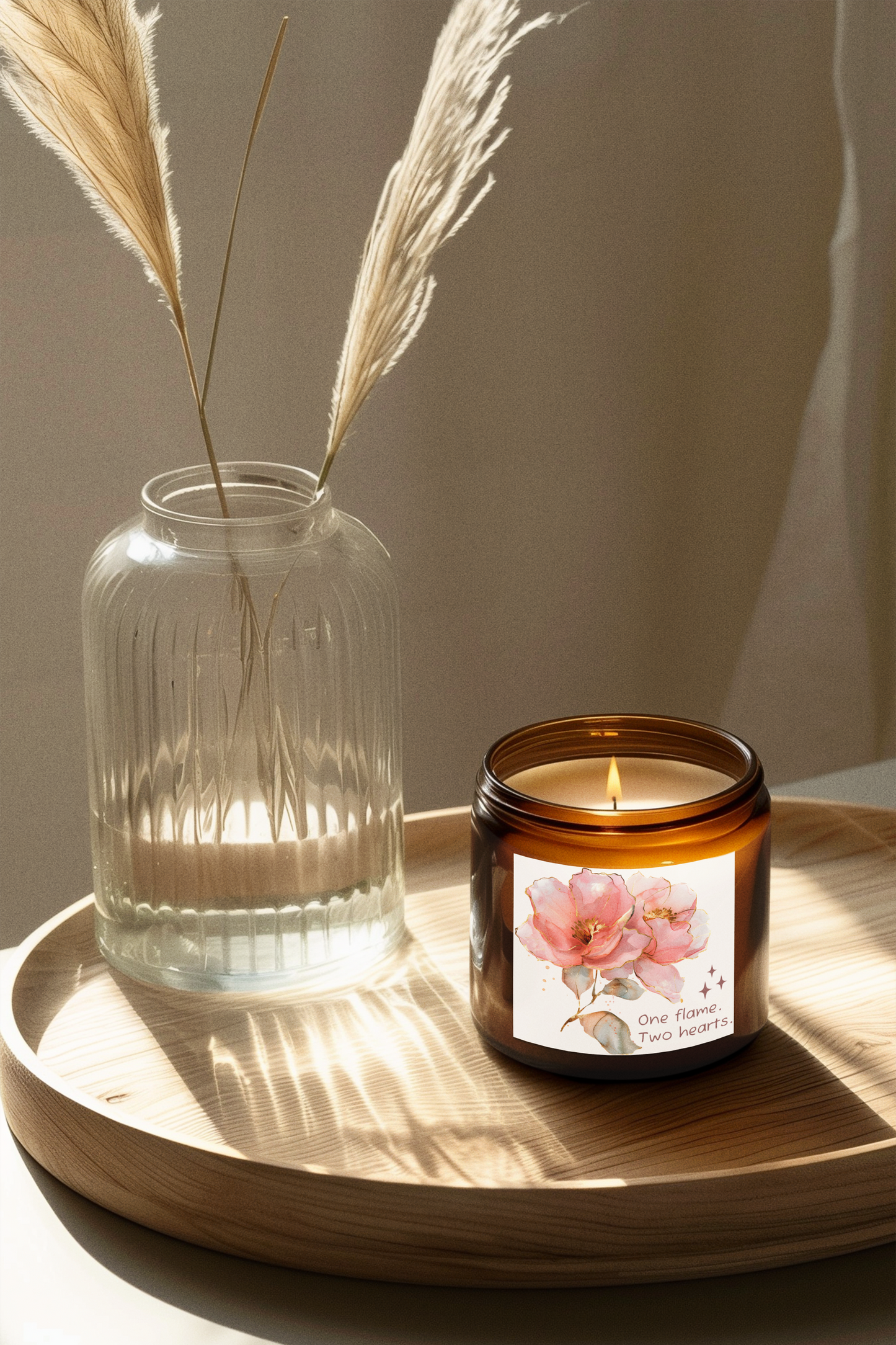 Elegant Floral Scented Soy Candle - Eco-Friendly Amber Jar, Aromatherapy Gift, Home Decor, Relaxation, Gift for couple