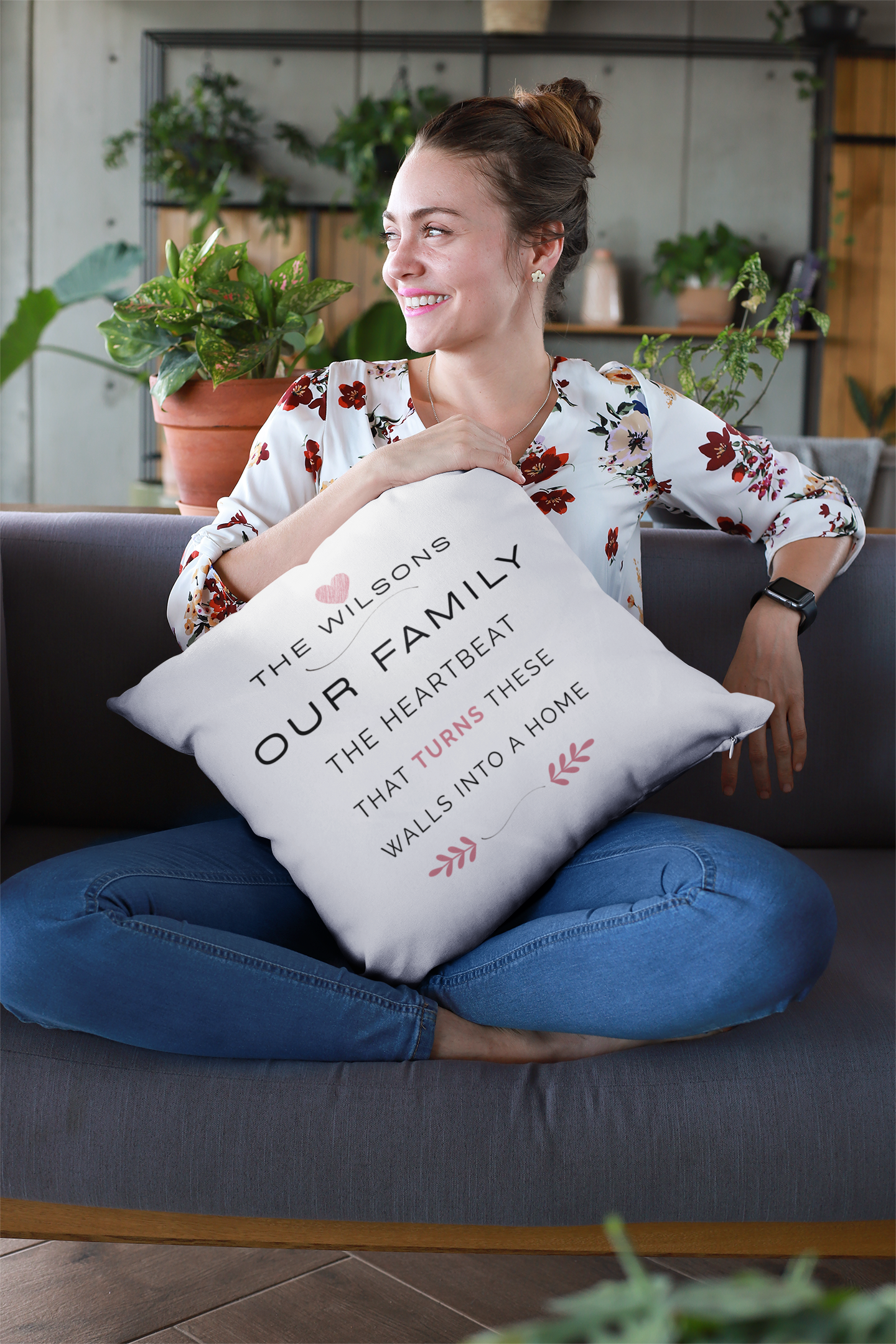 Custom Family Name White Throw Pillow – Personalized Home Decor with Last Name | Cozy Farmhouse Accent, Wedding Gift, Housewarming Keepsake