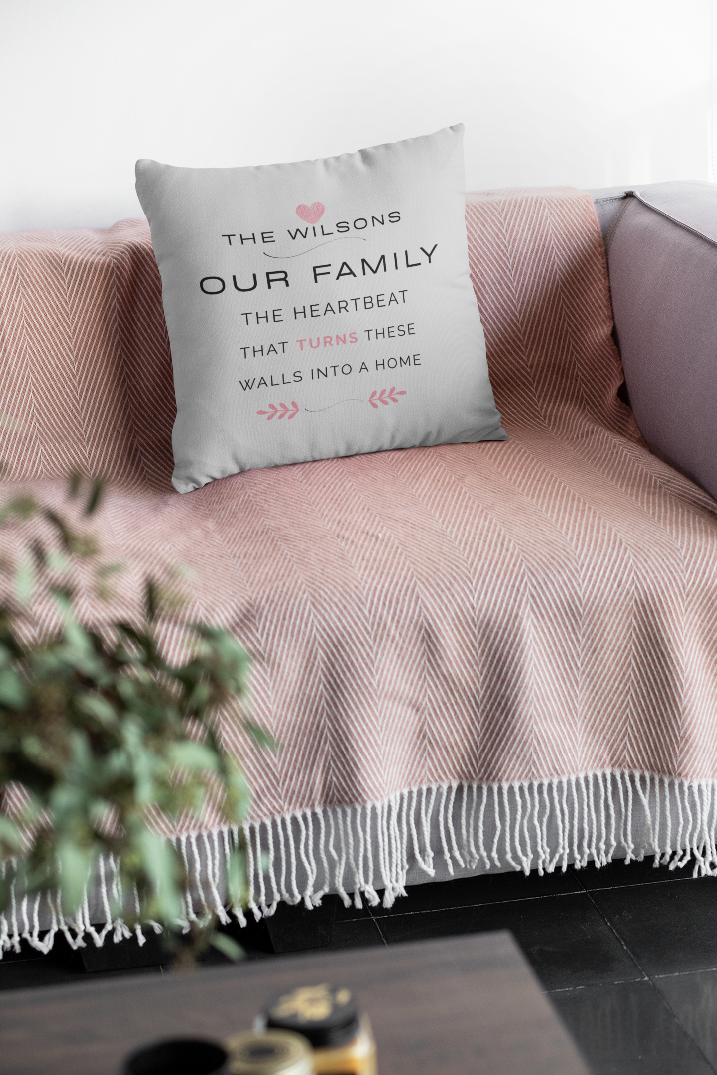 Custom Family Name Gray Throw Pillow – Personalized Home Decor with Last Name | Cozy Farmhouse Accent, Wedding Gift, Housewarming Keepsake