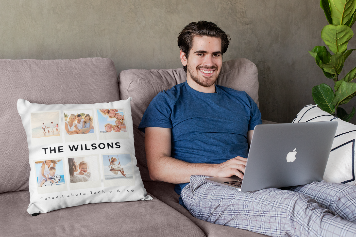 Custom Family Photo Pillow – Personalized Throw with 6 Pictures | Cozy Home Decor, Gift for Parents, Housewarming Keepsake