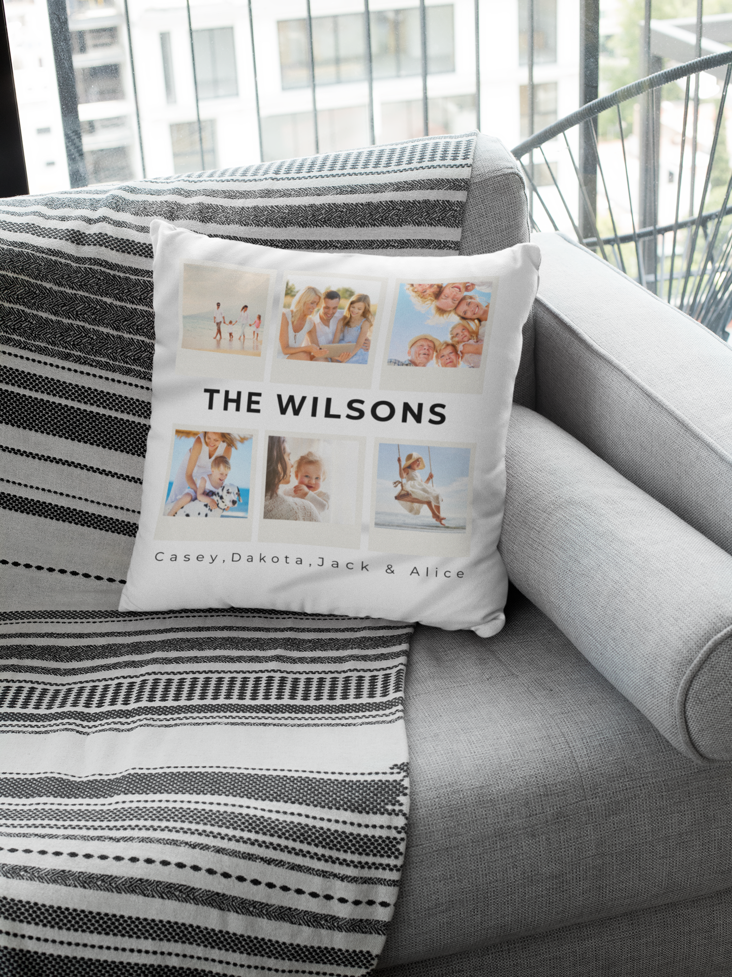 Custom Family Photo Pillow – Personalized Throw with 6 Pictures | Cozy Home Decor, Gift for Parents, Housewarming Keepsake