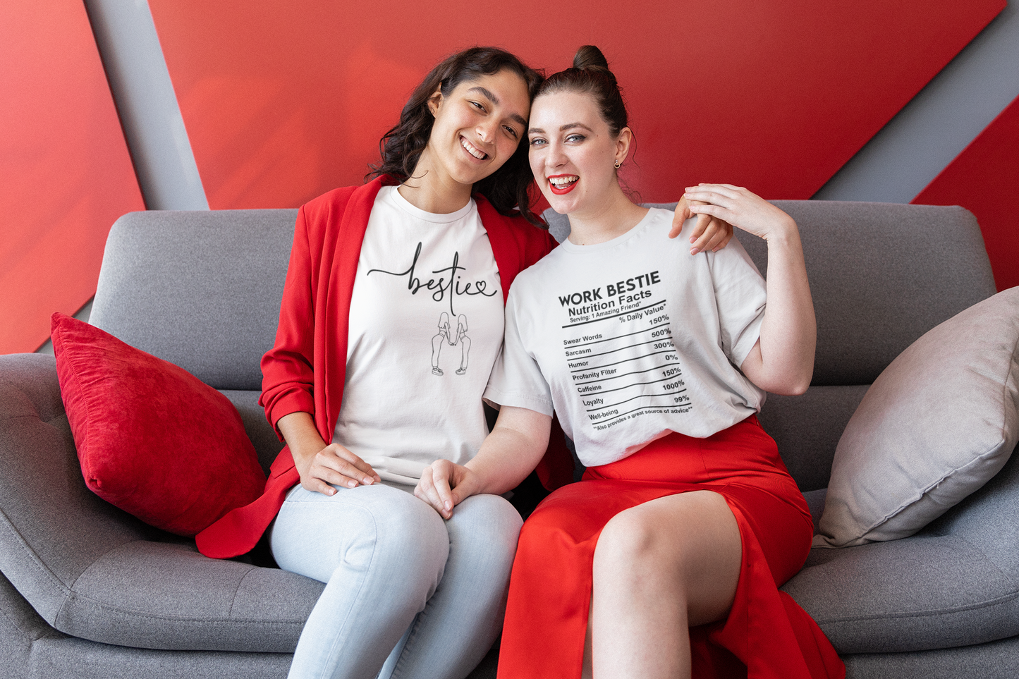 Work Bestie Nutrition Facts T-Shirt – Funny Best Friend Gift for Her, Cute Graphic Tee with Back Print, Unisex Matching Shirt Idea