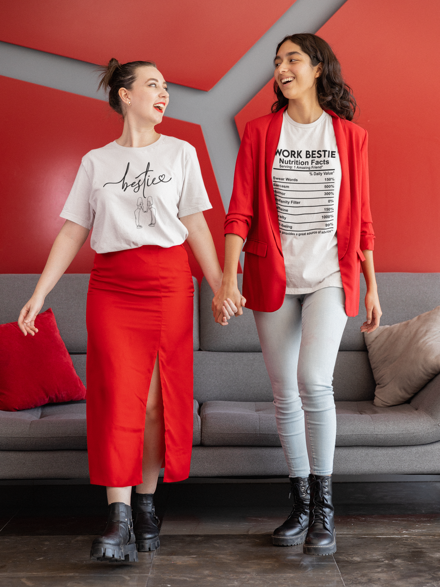 Work Bestie Nutrition Facts T-Shirt – Funny Best Friend Gift for Her, Cute Graphic Tee with Back Print, Unisex Matching Shirt Idea