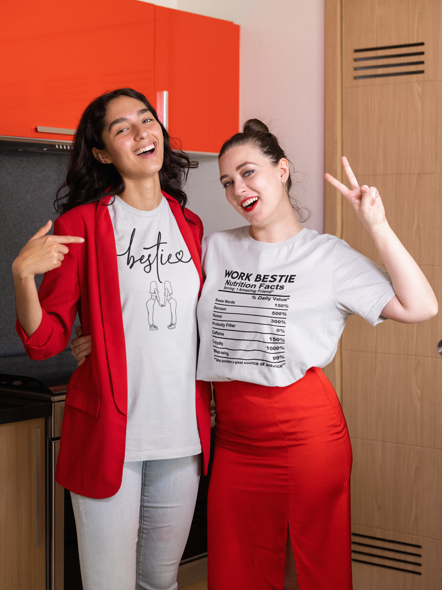 Work Bestie Nutrition Facts T-Shirt – Funny Best Friend Gift for Her, Cute Graphic Tee with Back Print, Unisex Matching Shirt Idea