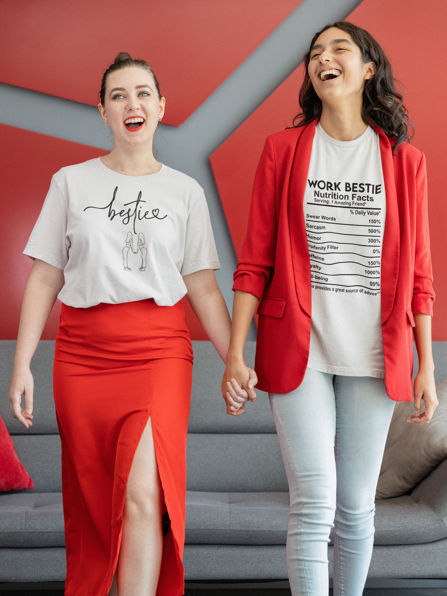 Work Bestie Nutrition Facts T-Shirt – Funny Best Friend Gift for Her, Cute Graphic Tee with Back Print, Unisex Matching Shirt Idea