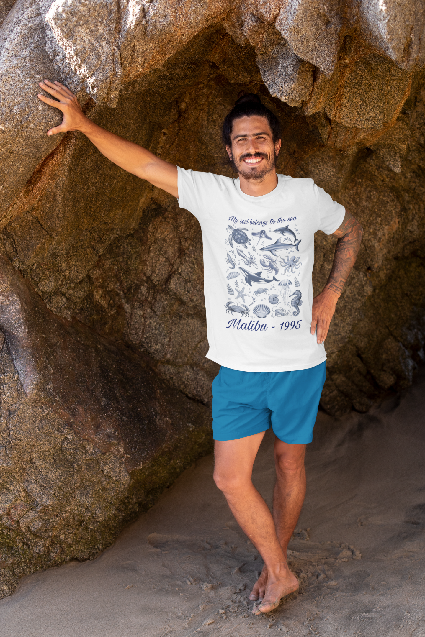 Custom Malibu 1995 Ocean T-Shirt – Personalized Beach Shirt, Summer Vibes Tee, Gift for Ocean Lovers – Unisex Casual Coastal Style