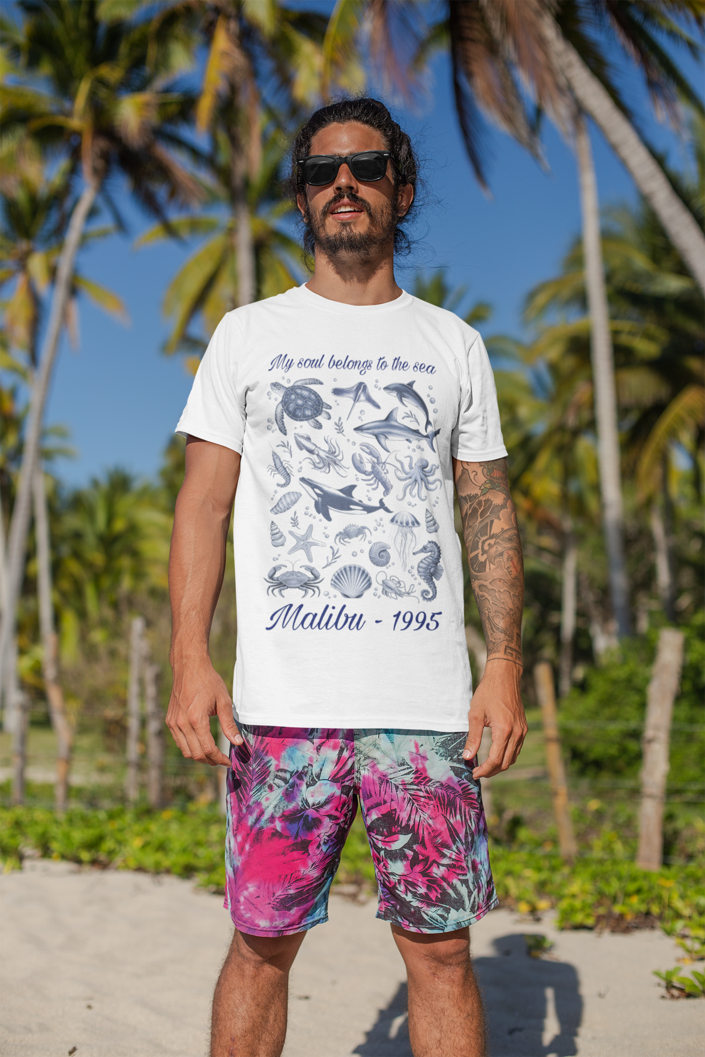 Custom Malibu 1995 Ocean T-Shirt – Personalized Beach Shirt, Summer Vibes Tee, Gift for Ocean Lovers – Unisex Casual Coastal Style