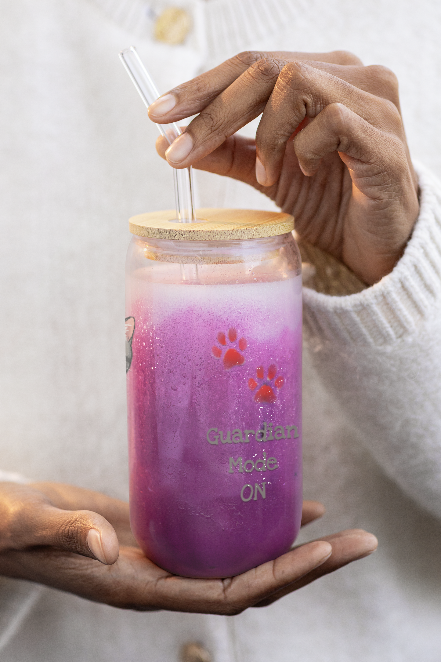 Personalized Cat Sipper Glass – Custom Quote or Names – Gift for Big Siblings, Parents, or Cat Lovers – 16oz Cute Drinkware