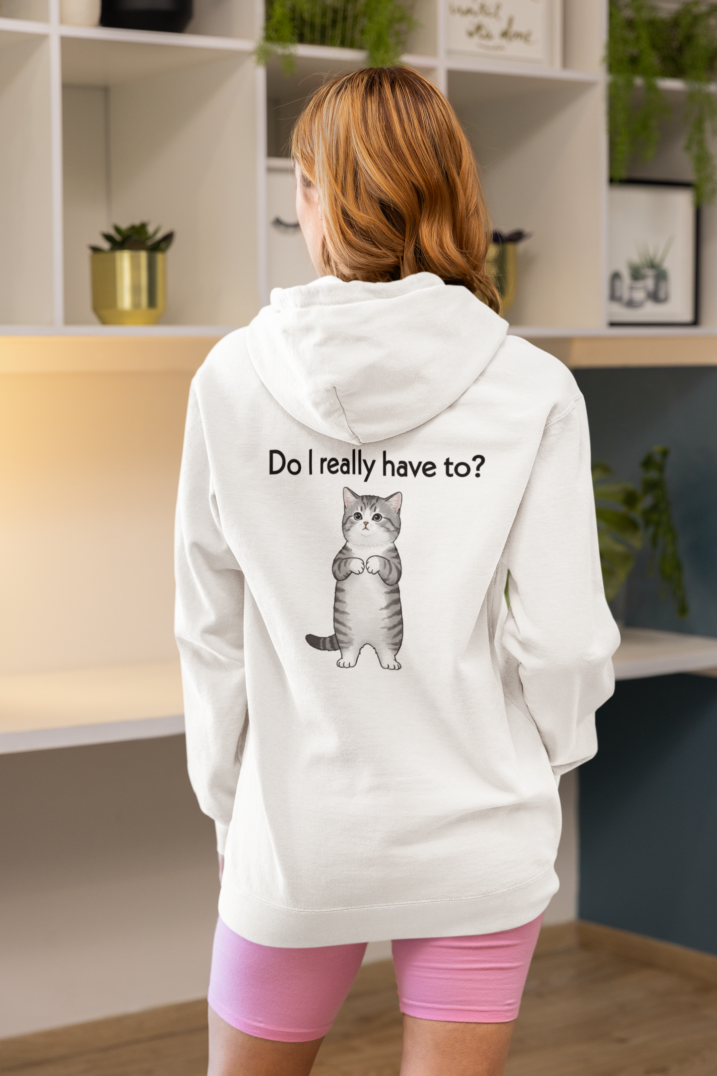 Playful Cat Hoodie - Unisex Sweatshirt with Cute Korean Cat Design, Customizable Name Option, Perfect Gift for Cat Lovers & Cozy Wear