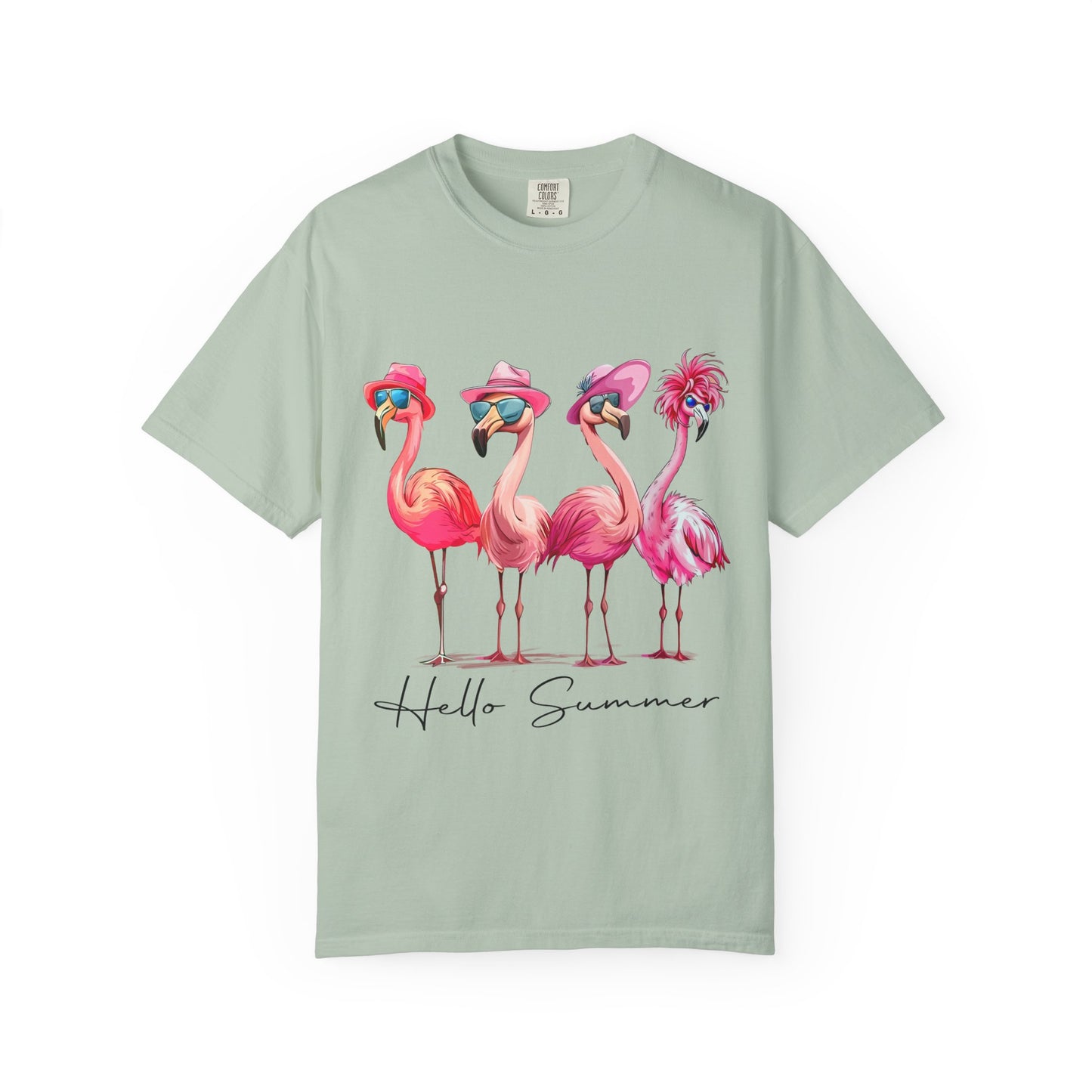 Hello Summer Flamingo T-Shirt - Garment-Dyed Tee for Beach Lovers